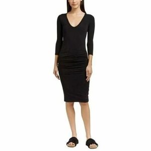 James Perse Black V Neck Ruched Dress 2